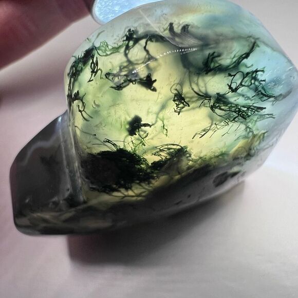 Moss Agate‎ Crystal Heart (#11) - Picture 3 of 10
